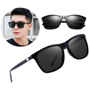 Univerzális férfi polarizált szemüveg nerd stílusban, fekete, UV védelemmel