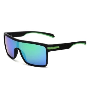 Nagyméretű férfi polarizált napszemüveg tükörlencsékkel, fekete, műanyag