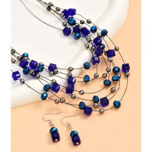 Nyaklánc és fülbevaló Bő gyöngyök - kék