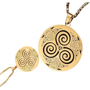 Férfi nyaklánc, arany színű kelta spirál medállal, sebészeti acélból