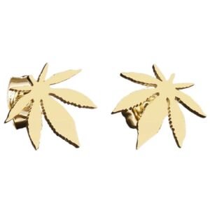 Pozlátené náušnice z chirurgickej ocele 316L s motívom listu, veľkosť 1,2 cm 113037751 - Dámske doplnky