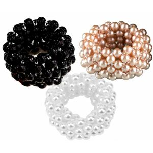 Pearl elasztikus hajpánt kontyhoz, fehér/fekete/arany, 4cm x 2,5cm