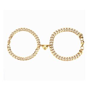 Mágneses karkötők barátoknak párban, arany páncél, 2 db, hossza 18 cm, szélessége 0,7 cm és 0,5 cm
