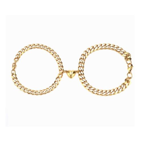 Mágneses karkötők barátoknak párban, arany páncél, 2 db, hossza 18 cm, szélessége 0,7 cm és 0,5 cm 113039029