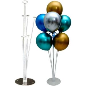 Léggömb állvány, átlátszó műanyag, 70 cm, 7 kosárral, stabil talppal