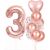 Rózsaszín arany 3-as szám lufi és szív lufi konfetti lufikkal a 3. születésnapi bulihoz