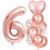 Rózsaszín arany 6. születésnapi lufi szett hatos számmal és szív alakú fólia lufikkal