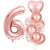 Rózsaszín arany 6. születésnapi lufi szett hatos számmal és szív alakú fólia lufikkal