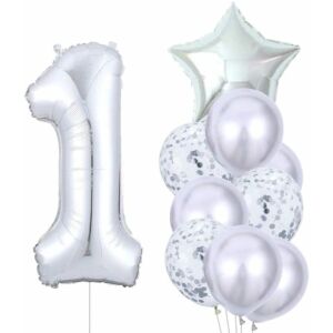 Különféle formájú és méretű ezüst latex és fólia születésnapi lufi készlet 10 darabból