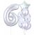 Ezüst 6-os szám lufi, csillag lufi és konfetti lufik 6. születésnapi parti dekorációhoz