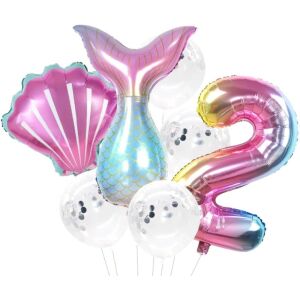 7 db 2-es Mermaid lufi készlet, latex és fólia, átmérő max. 25 cm, a figura magassága 81 cm