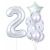 Ezüst '2'-es alakú lufi csillag és konfetti lufikkal 2. születésnapi bulihoz