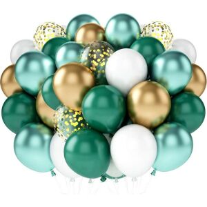 60 db-os zöld lufi készlet konfettivel, latex, átmérő 25 cm