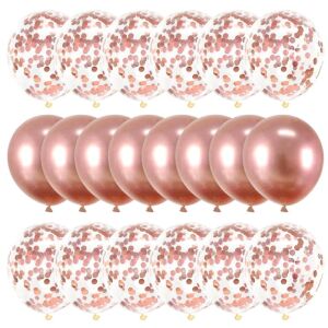 20 db-os lufi készlet konfettivel, rozéarany, latex, átmérő 30 cm