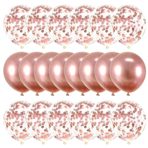 20 db-os lufi készlet konfettivel, rozéarany, latex, átmérő 30 cm