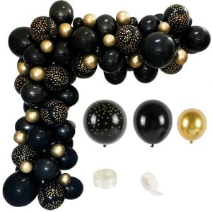 Készlet 87 lufi koszorú készítéséhez, fekete és arany, latex