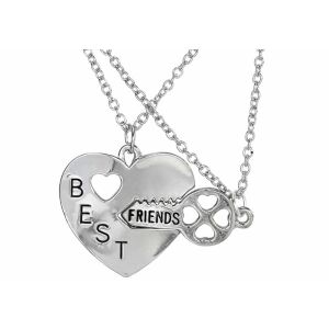 Náhrdelník priateľstva 2v1 Kľúč k srdcu, strieborný, 52 cm + 3 cm prívesok, detail - Dámske doplnky