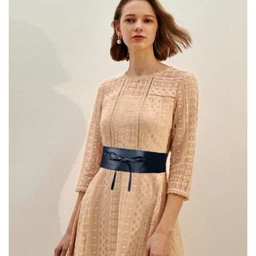 Széles női öv Boho Knotted, ökológiai bőr, 220 cm, karmazsin 121065010