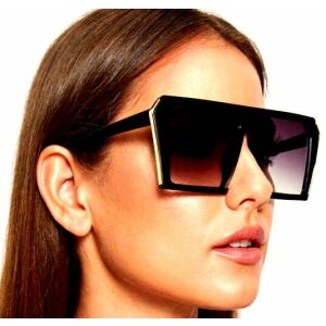 Dámske slnečné okuliare Oversize, štvorcové, čierne s filtrom UV400 a zlatými kovovými vložkami 113040686 - Dámske doplnky