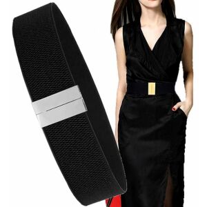 Elegáns fekete elasztikus ruhaöv nőknek arany fém csattal, 67-100 cm, szintetikus anyag 113041019 - Női öv