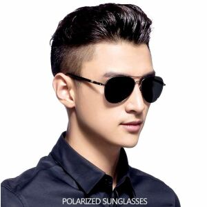 Férfi polarizált napszemüveg Pilot, UV 400 kat. 3, fém zsanérok, polikarbonát lencsék