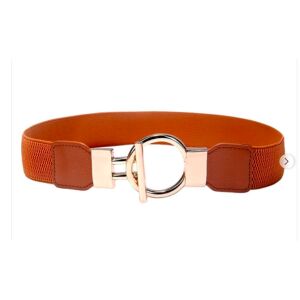 Rugalmas női ruhaöv, barna, rácsos fémcsat, 62-95 cm, 4 cm szélesség