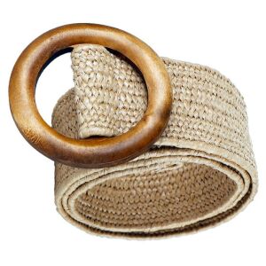 Női szalmából készült elasztikus öv fa csattal, szélessége 45 mm, hossza 107 cm 113044813 - Női öv