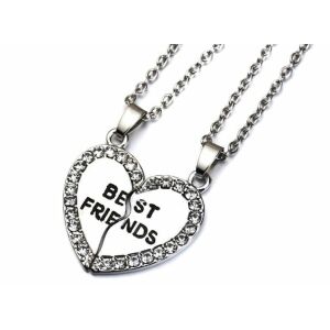 Strieborný náhrdelník s príveskom srdce "Najlepší priatelia", šperky priateľstva - Dámske doplnky