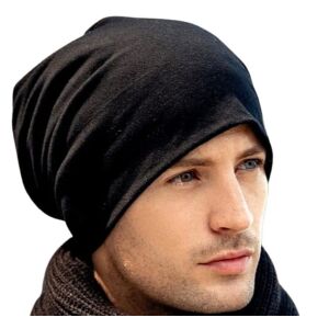 Unisex čiapka s dvojitou gumičkou, čierna, 100% akrylové vlákno, 25,5x25,5 cm 113047189 - Móda&obliekanie