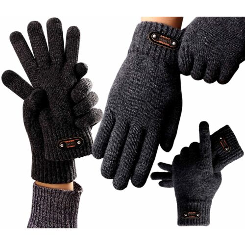 Férfi meleg téli kesztyű akril fonalból, fekete, univerzális méret