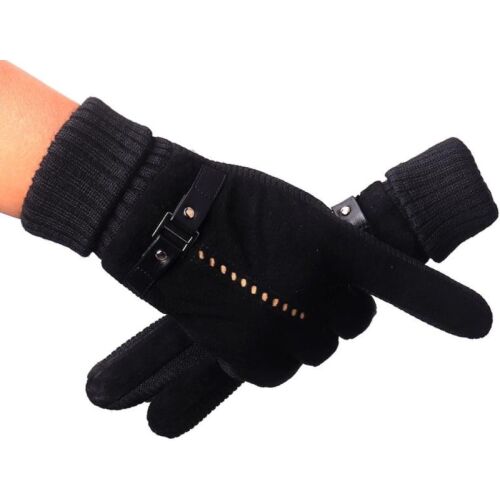 Férfi téli tapintásos kesztyű, fekete velúr, csúszásgátló elemekkel és kontrasztos varrással 113047620