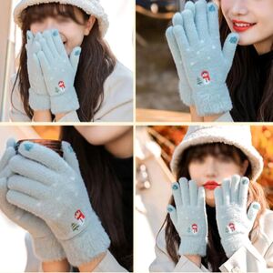 Dámske zimné rukavice s vianočnou výšivkou, zelené/mätové, 100% akrylová priadza, univerzálna veľkosť 121079543 - Dámske doplnky