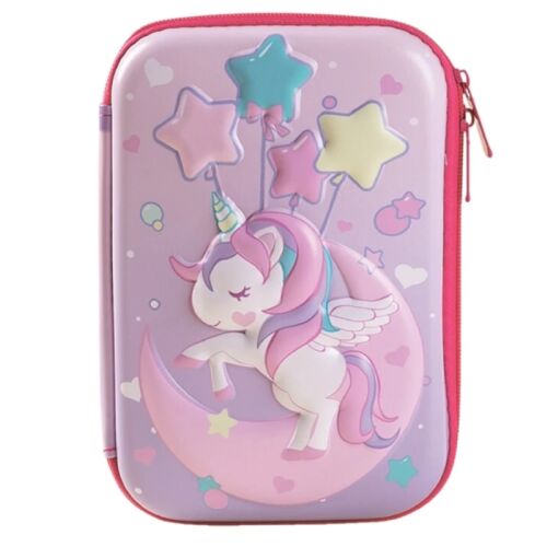 Kihúzható tolltartó Unicorn, rózsaszín, strapabíró anyag, 21x16x5 cm