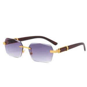 Keret nélküli téglalap alakú napszemüveg, fém keret UV400 szűrővel, arany elemekkel