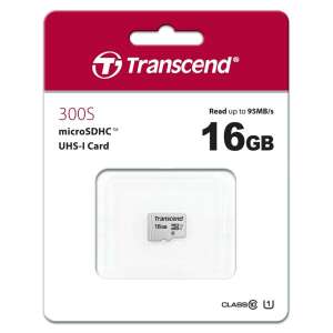 Transcend microSDHC USD300S 16GB CL10 UHS-I U3 memóriakártya 58596801 