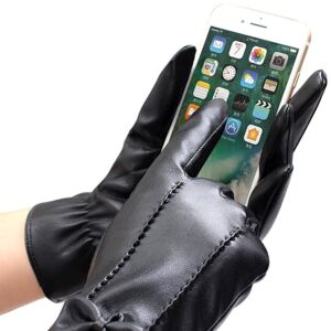 Čierne dotykové rukavice z ekokože používané so smartfónom - Dámske doplnky