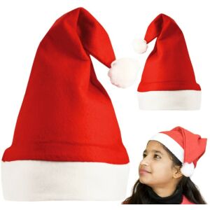 Uniszex Mikulás sapka piros velúrból, 30x25 cm, fehér műszőrmével