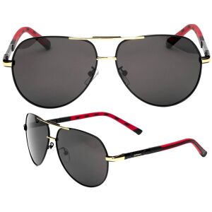 Férfi polarizált napszemüveg pilótáknak, fekete fém lencsékkel, UV szűrővel 400 kat. 3