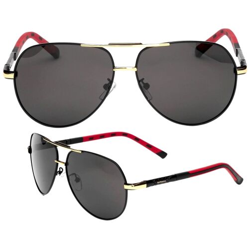 Férfi polarizált napszemüveg pilótáknak, fekete fém lencsékkel, UV szűrővel 400 kat. 3 121083633