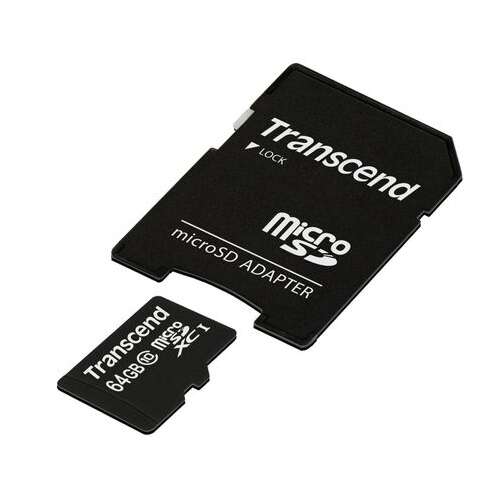 Transcend 64GB microSDXC memóriakártya adapterrel