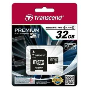 Transcend 32GB microSDHC Class 10 memóriakártya adapterrel - Transcend