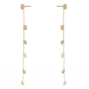 Elegáns 14K arannyal bevont sebészeti acél fülbevaló, világos arany, 0,5 x 9 cm