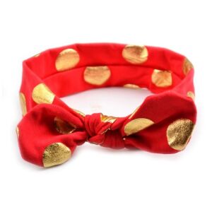 Elasztikus lány fejpánt csomóval és pontokkal, pamut/elasztán, 36 cm x 5,5 cm 113052740 - Fejpánt, fejkendő