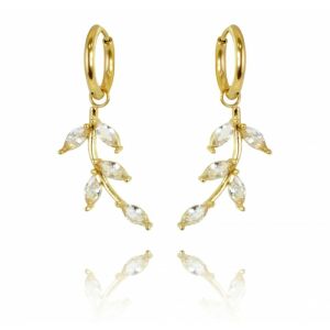 Elegáns 14K aranyozott sebészeti acél fülbevaló, világos arany, 4 cm x 1 cm