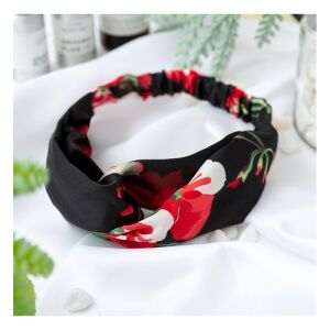 Szövet turbán fejpánt virágmintával, szélessége 4 cm, gumiszalagon 113053336 - Fejpánt, fejkendő