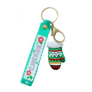Brelok Flamenco Mystique z motywem świątecznej rękawicy, zielony pasek z napisem 'Cheers' - Brelok do kluczy