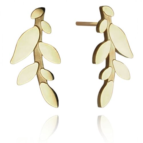 Elegáns, aranyozott, sebészeti acélból készült levél fülbevaló