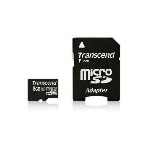 Transcend 8GB MicroSDHC Class 10 memóriakártya adapterrel