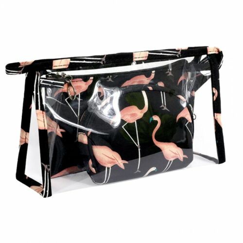 3 db kozmetikai táska készlet - fekete, rózsaszín, átlátszó és téglalap alakú, 24x14,5x7 cm, 19x12 cm és 15x10,5x3 cm méretekkel 113055895