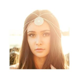 Boho fejpánt Tikka díszítéssel, ezüst rozettával 126864191 - Fejpánt, fejkendő